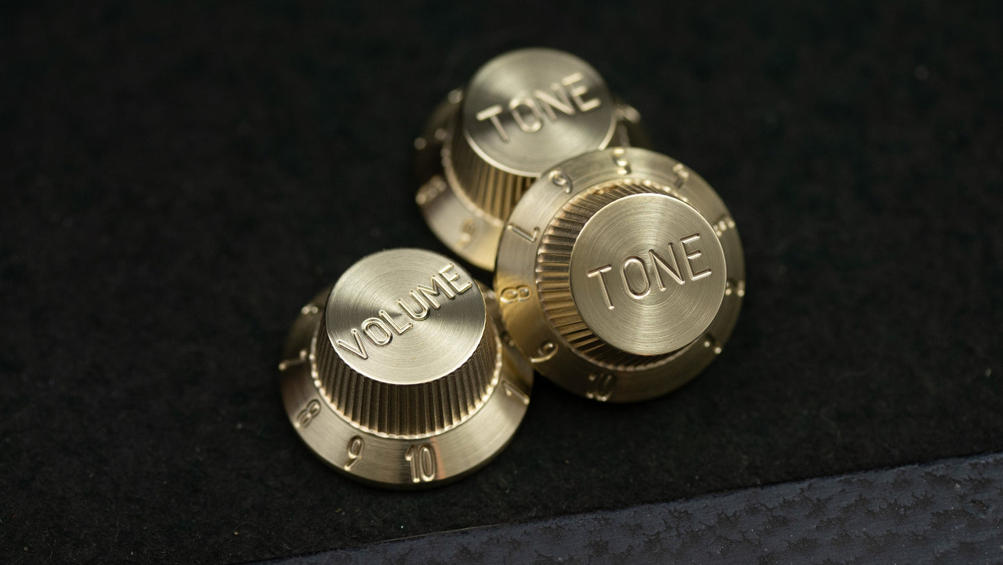 Strat Brass knob set Stratocaster Tophat knobs guitar knobs