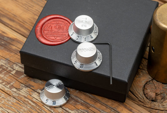 Aluminium Stratocaster knob set Strat Tophat Guitar Amp Pedal Volume Tone knobs by 490 Hardware